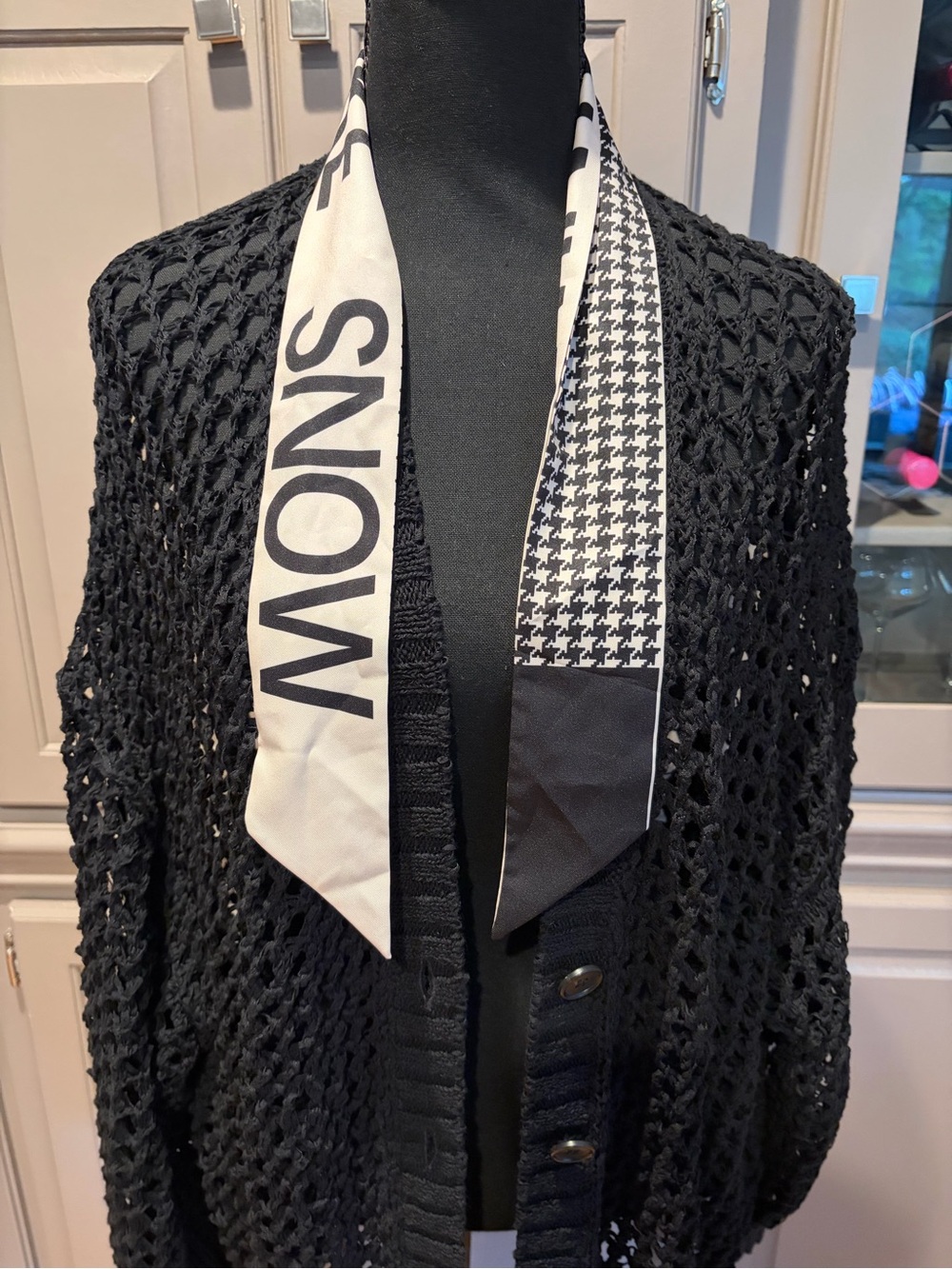 J. Crew Black Open-Knit Cardigan